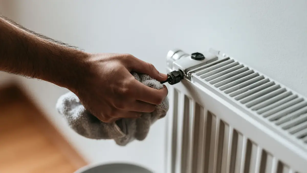 Radiador de calefacción central en una casa
